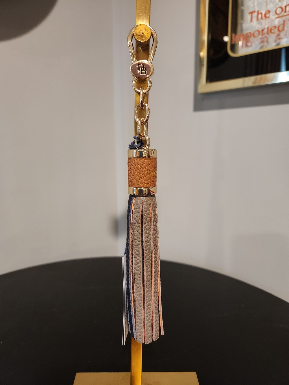Dooney & Bourke Leather Tassel Key Charm with Gold Hardware